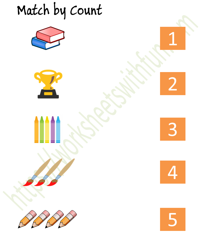 Mathematics - Preschool: Match by Count Worksheet 3